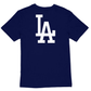 LOS ANGELES DODGERS MEN'S SCRIPT LOGO BACK T-SHIRT- BLUE