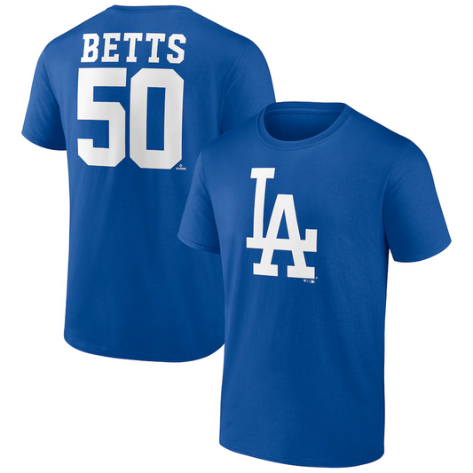 LOS ANGELES DODGERS MOOKIE BETTS MEN'S MEN'S PLAYER ICON NAME & NUMBER T-SHIRT