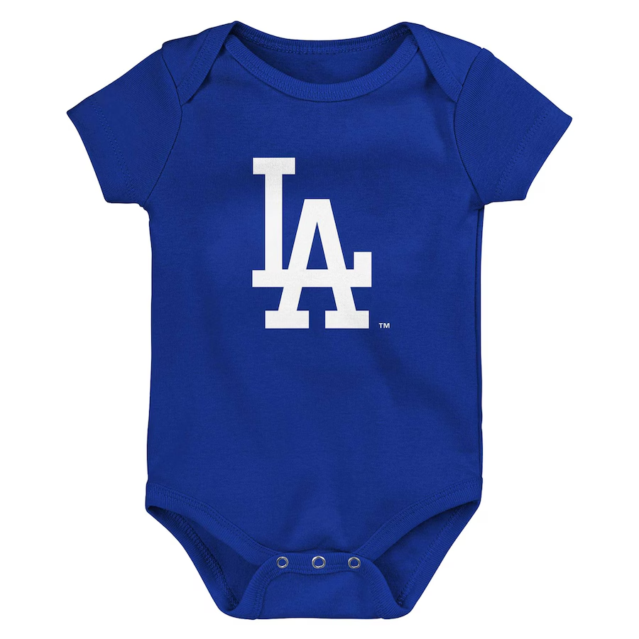 LOS ANGELES DODGERS NEWBORN 3-PIECE FAN PENNANT CREEPER SET