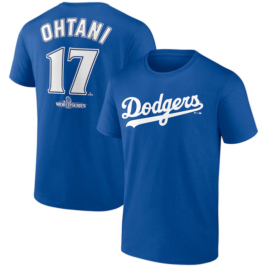 LOS ANGELES DODGERS SHOHEI OHTANI MEN'S 2024 WORLD SERIES NAME & NUMBER T-SHIRT