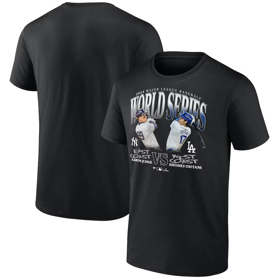 LOS ANGELES DODGERS SHOHEI OHTANI VS. NEW YORK YANKEES AARON JUDGE MEN'S 2024 WORLD SERIES MATCHUP T-SHIRT