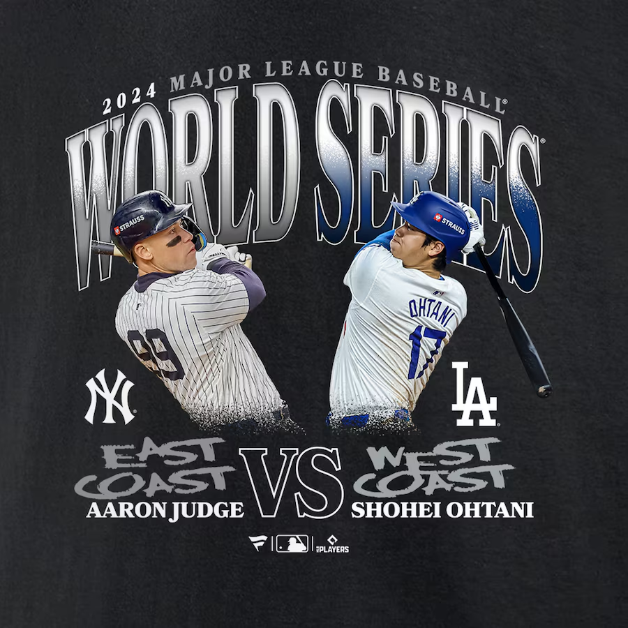 LOS ANGELES DODGERS SHOHEI OHTANI VS. NEW YORK YANKEES AARON JUDGE MEN'S 2024 WORLD SERIES MATCHUP T-SHIRT