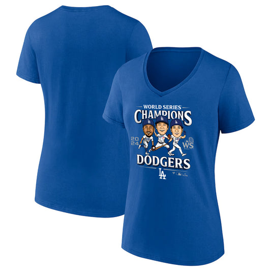 LOS ANGELES DODGERS WOMEN'S 2024 WORLD SERIES CHAMPIONS APPEAL PLAY CARICATURE T-SHIRT