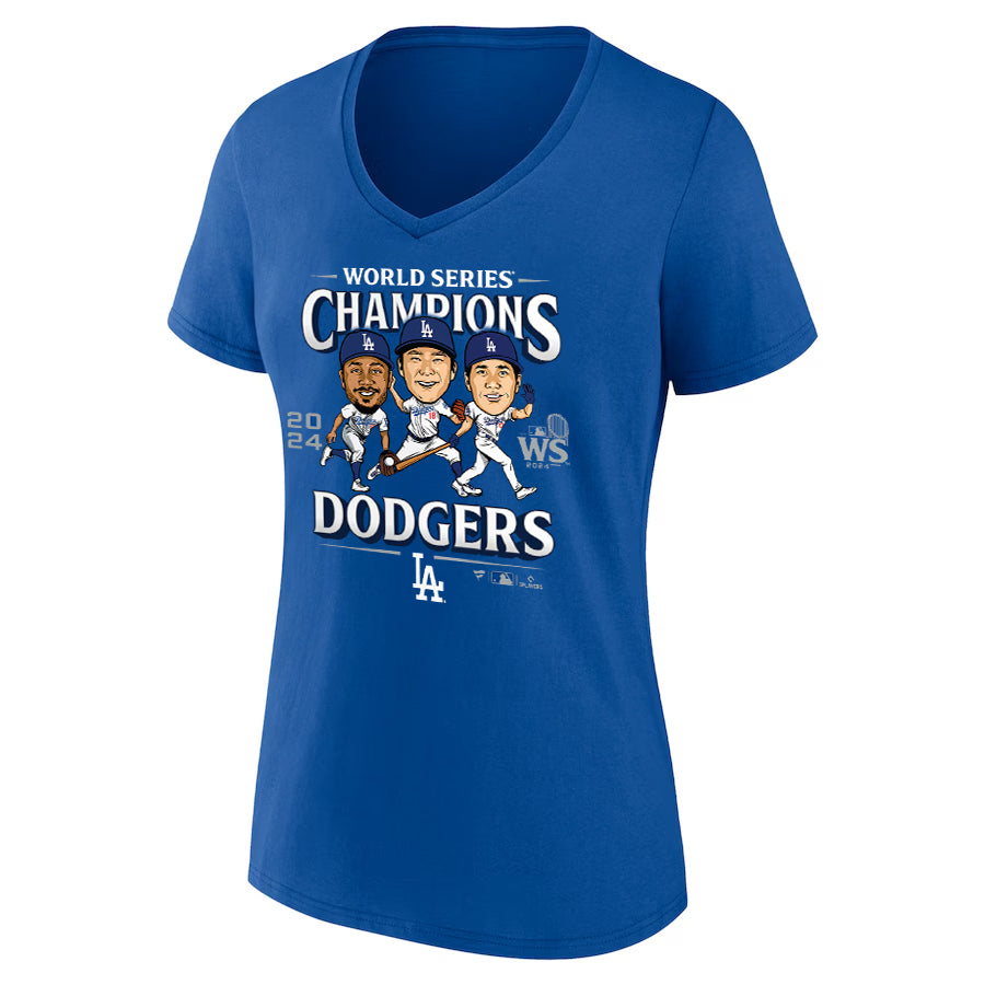 LOS ANGELES DODGERS WOMEN'S 2024 WORLD SERIES CHAMPIONS APPEAL PLAY CARICATURE T-SHIRT