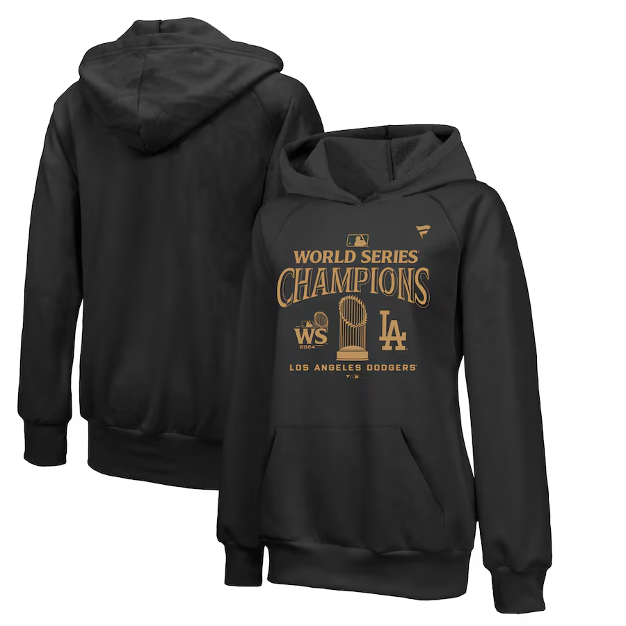 LOS ANGELES DODGERS WOMEN'S 2024 WORLD SERIES CHAMPIONS LOCKER ROOM PARADE DAY PULLOVER HOODED SWEATSHIRT - BLACK