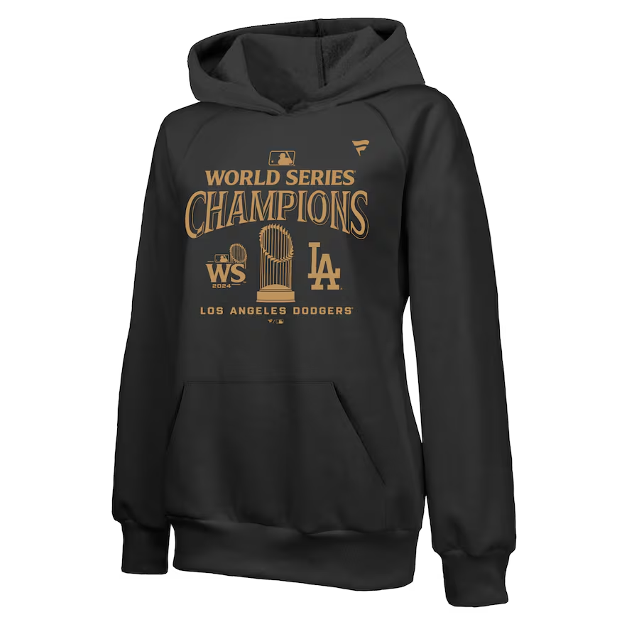 LOS ANGELES DODGERS WOMEN'S 2024 WORLD SERIES CHAMPIONS LOCKER ROOM PARADE DAY PULLOVER HOODED SWEATSHIRT - BLACK