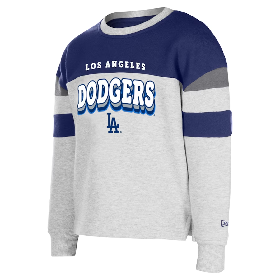 LOS ANGELES DODGERS WOMEN'S COLOR BLOCK TRIPLE NAME CREWNECK SWEATSHIRT