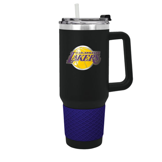 LOS ANGELES LAKERS 40OZ. COLOSSUS TRAVEL MUG WITH METAL LOGO - BLACK