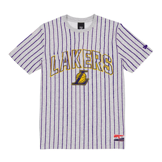 LOS ANGELES LAKERS MEN'S THROWBACK PINSTRIPE T-SHIRT - GRAY