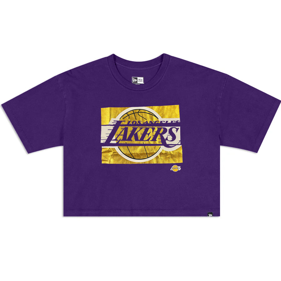 LOS ANGELES LAKERS WOMEN'S FOIL CROP T-SHIRT