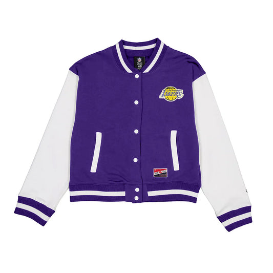 LOS ANGELES LAKERS WOMEN'S THROWBACK FLEECE LETTERMAN JACKET