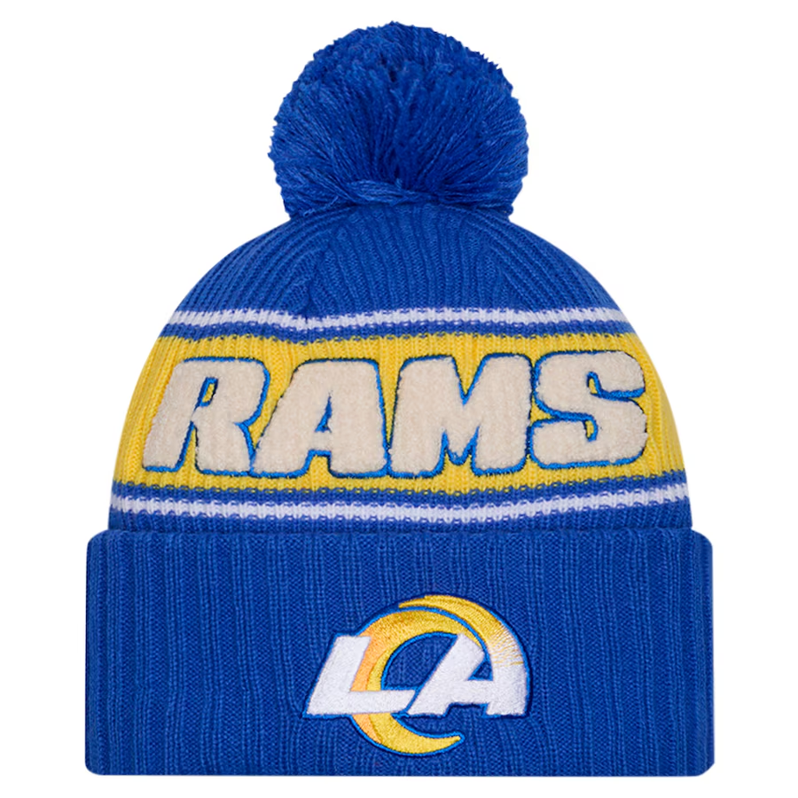 LOS ANGELES RAMS 2024 NFL SIDELINE CUFFED KNIT BEANIE WITH POM - BLUE