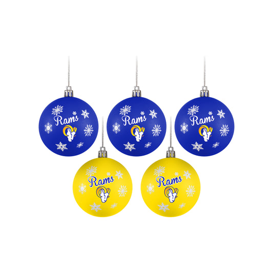 LOS ANGELES RAMS 5 PACK SHATTERPROOF BALL ORNAMENT SET