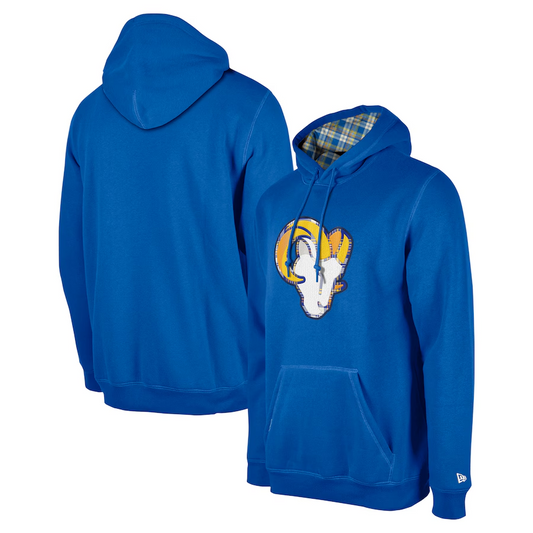 LOS ANGELES RAMS MEN'S 2024 NFL SIDELINE 3RD DOWN PLAID PULLOVER HOODED SWEATSHIRT