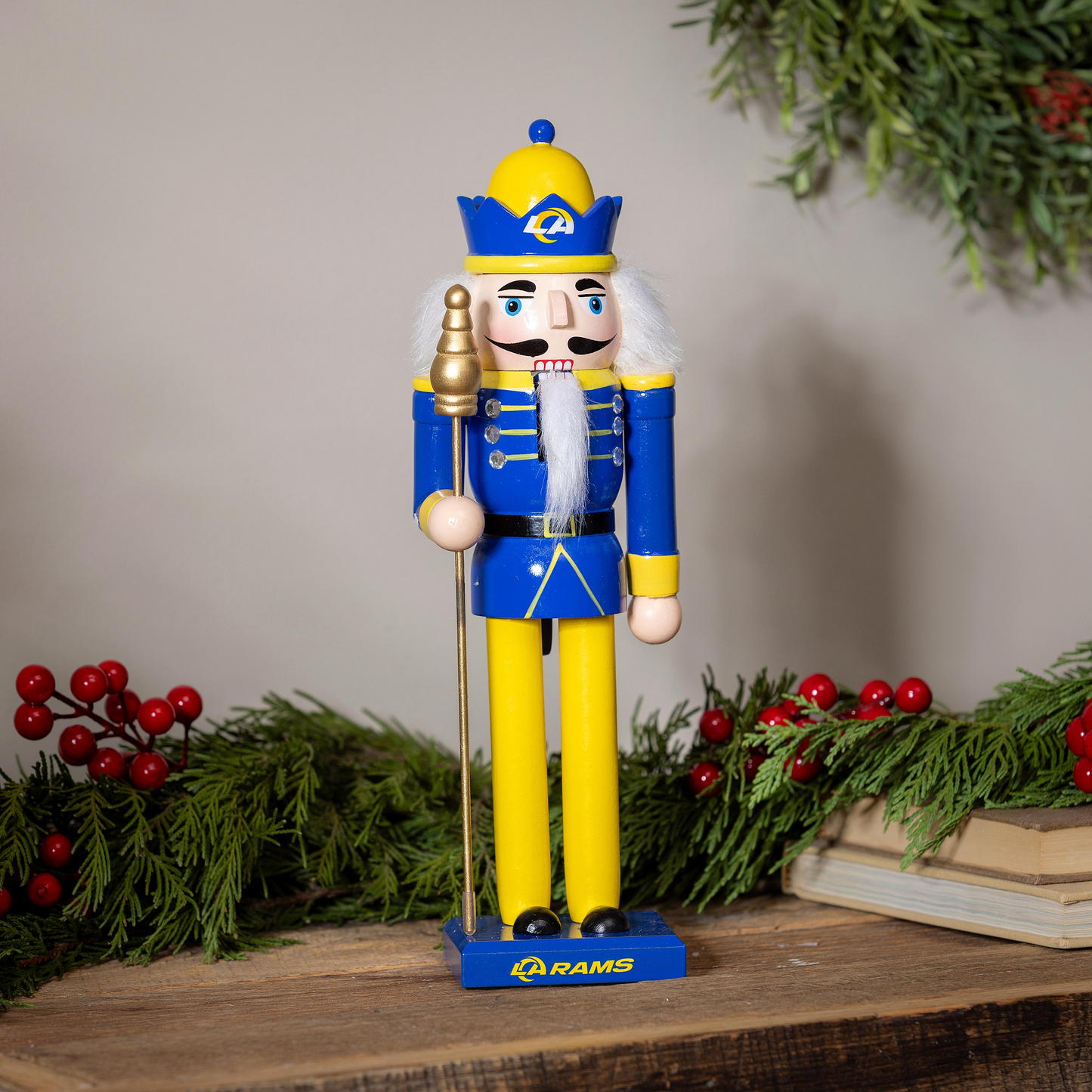 LOS ANGELES RAMS 12" WOODEN NUTCRACKER STATUE