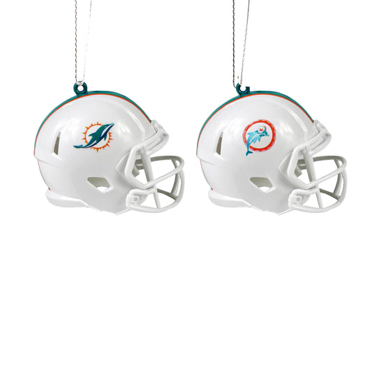 MIAMI DOLPHINS 2 PACK ABS HELMET ORNAMENT SET