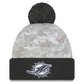 MIAMI DOLPHINS 2024 NFL SALUTE TO SERVICE CUFFED KNIT BEANIE WITH POM - ARTIC WHITE/GRAPHITE