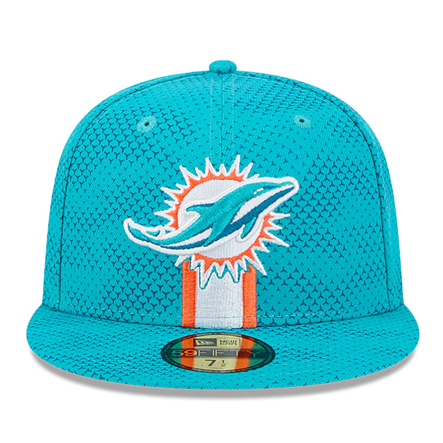 MIAMI DOLPHINS 2024 NFL SIDELINE 59FIFTY FITTED HAT - AQUA