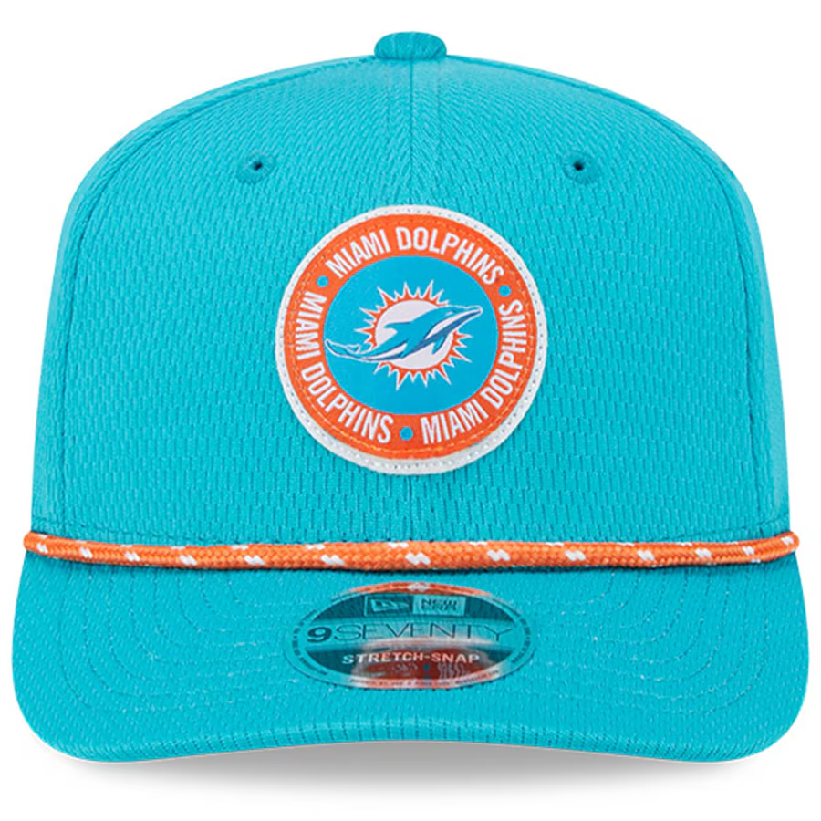 MIAMI DOLPHINS 2024 NFL SIDELINE 9SEVENTY STRETCH SNAPBACK HAT - AQUA