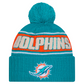 MIAMI DOLPHINS 2024 NFL SIDELINE CUFFED KNIT BEANIE WITH POM - AQUA