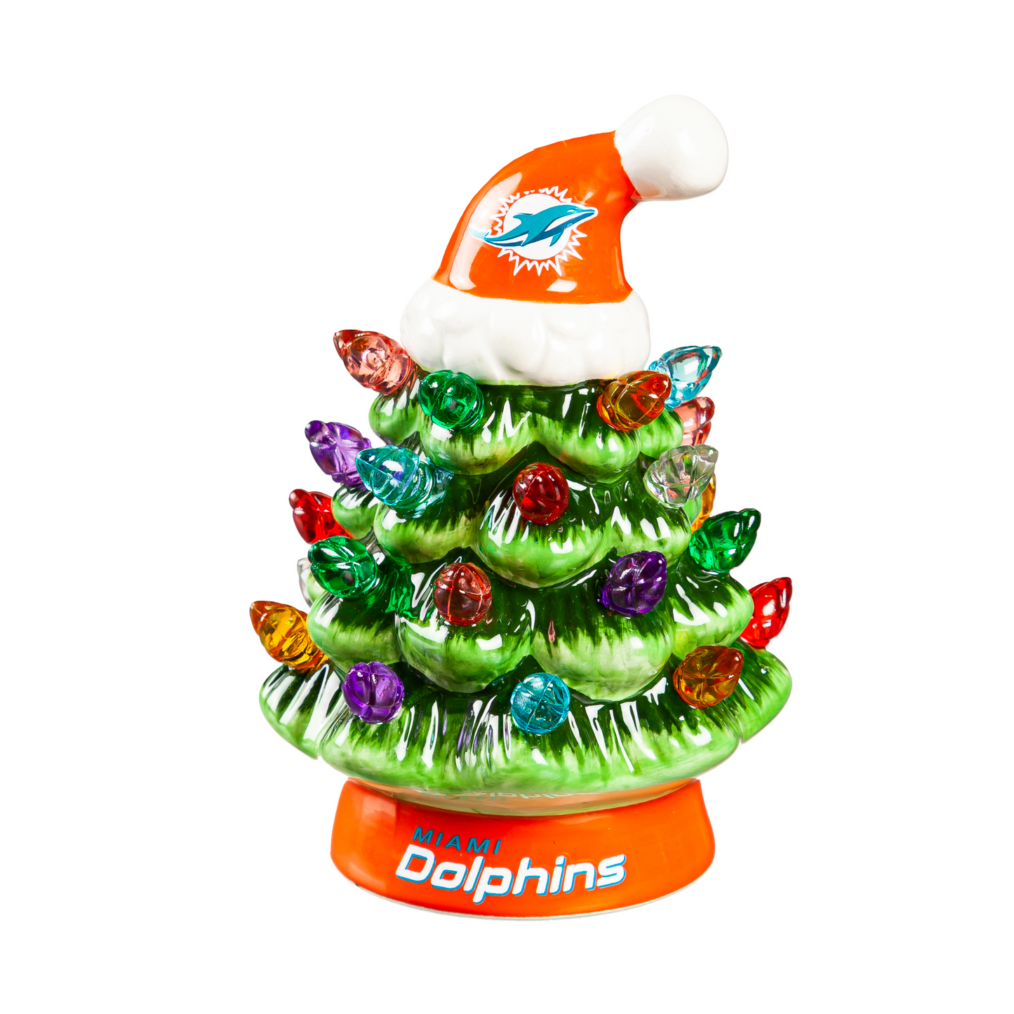 MIAMI DOLPHINS 4" MINI LED TABLETOP CHRISTMAS TREE