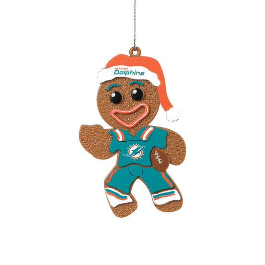 MIAMI DOLPHINS ABS GINGERBREAD MAN IN UNIFORM ORNAMENT