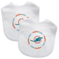 MIAMI DOLPHINS BABY BIBS - 2 PACK - WHITE/WHITE