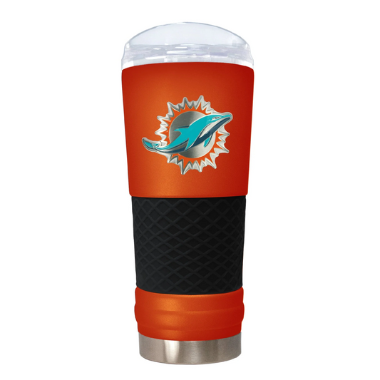 MIAMI DOLPHINS METAL TEAM EMBLEM 24OZ DRAFT TUMBLER - ORANGE/BLACK