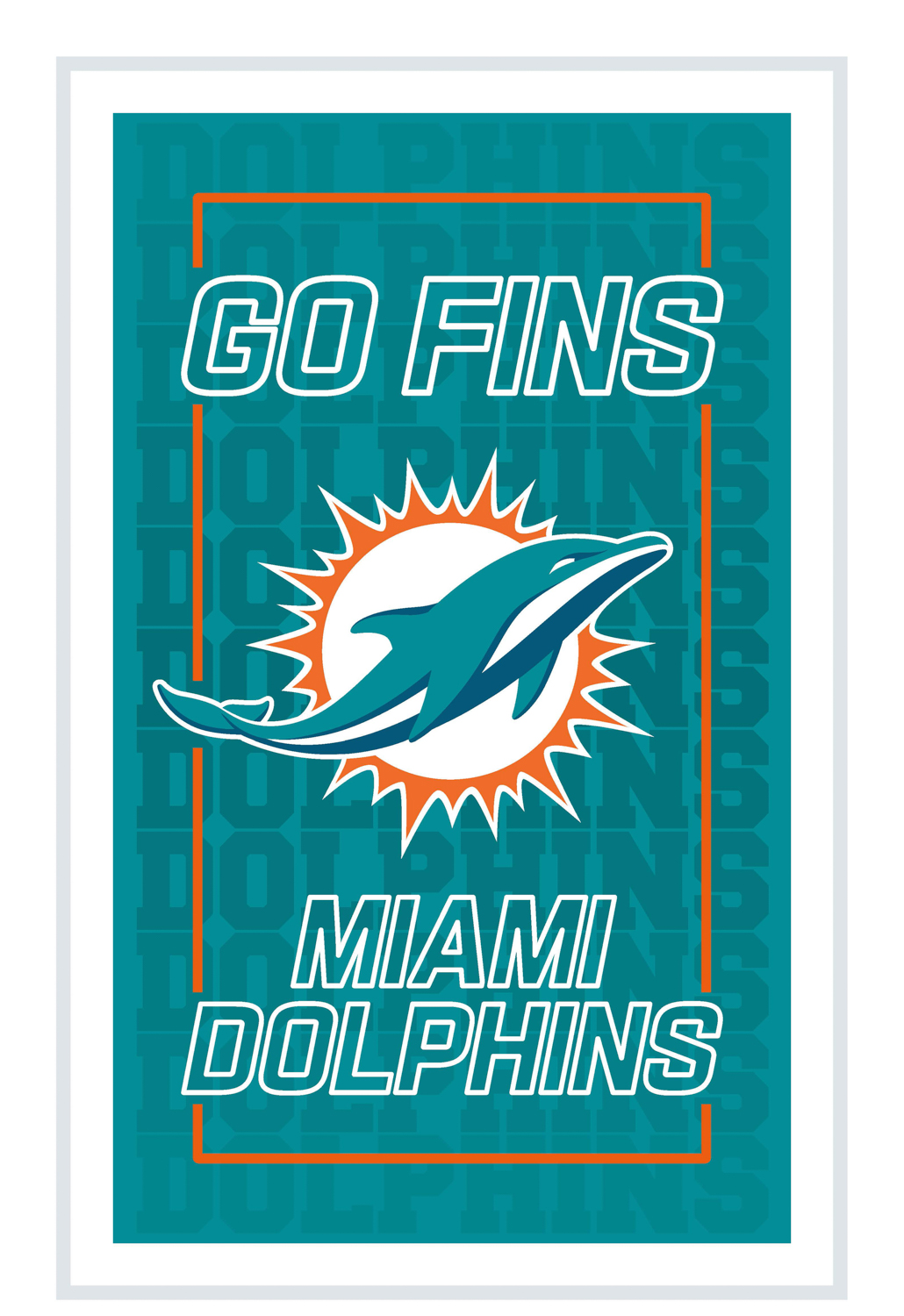 MIAMI DOLPHINS RECTANGLE NEOLITE LED WALL DECOR