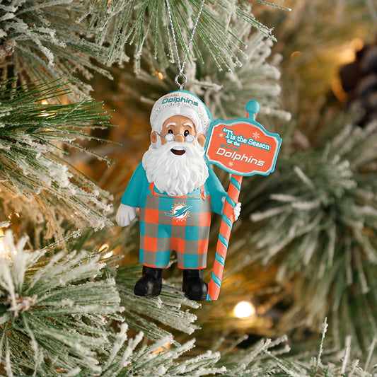 MIAMI DOLPHINS SANTA OVERALLS ORNAMENT