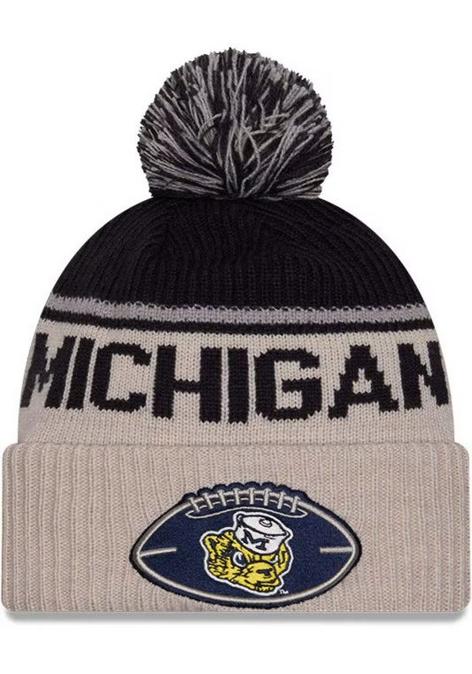 MICHIGAN WOLVERINES HISTORIC CUFFED KNIT WITH POM - NAVY