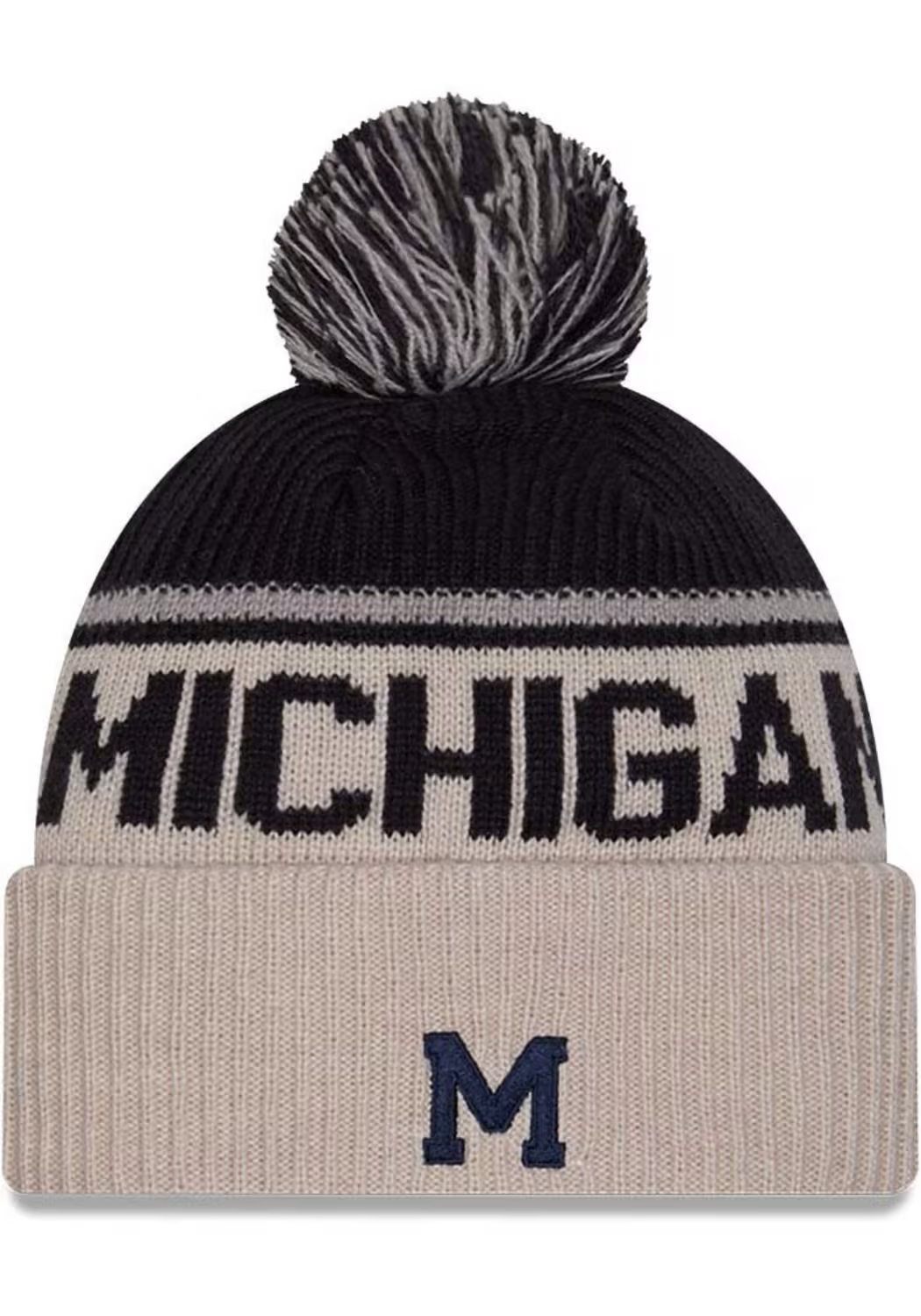 MICHIGAN WOLVERINES HISTORIC CUFFED KNIT WITH POM - NAVY