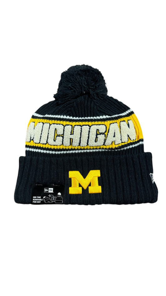 MICHIGAN WOLVERINES SPORT CUFFED KNIT WITH POM - NAVY