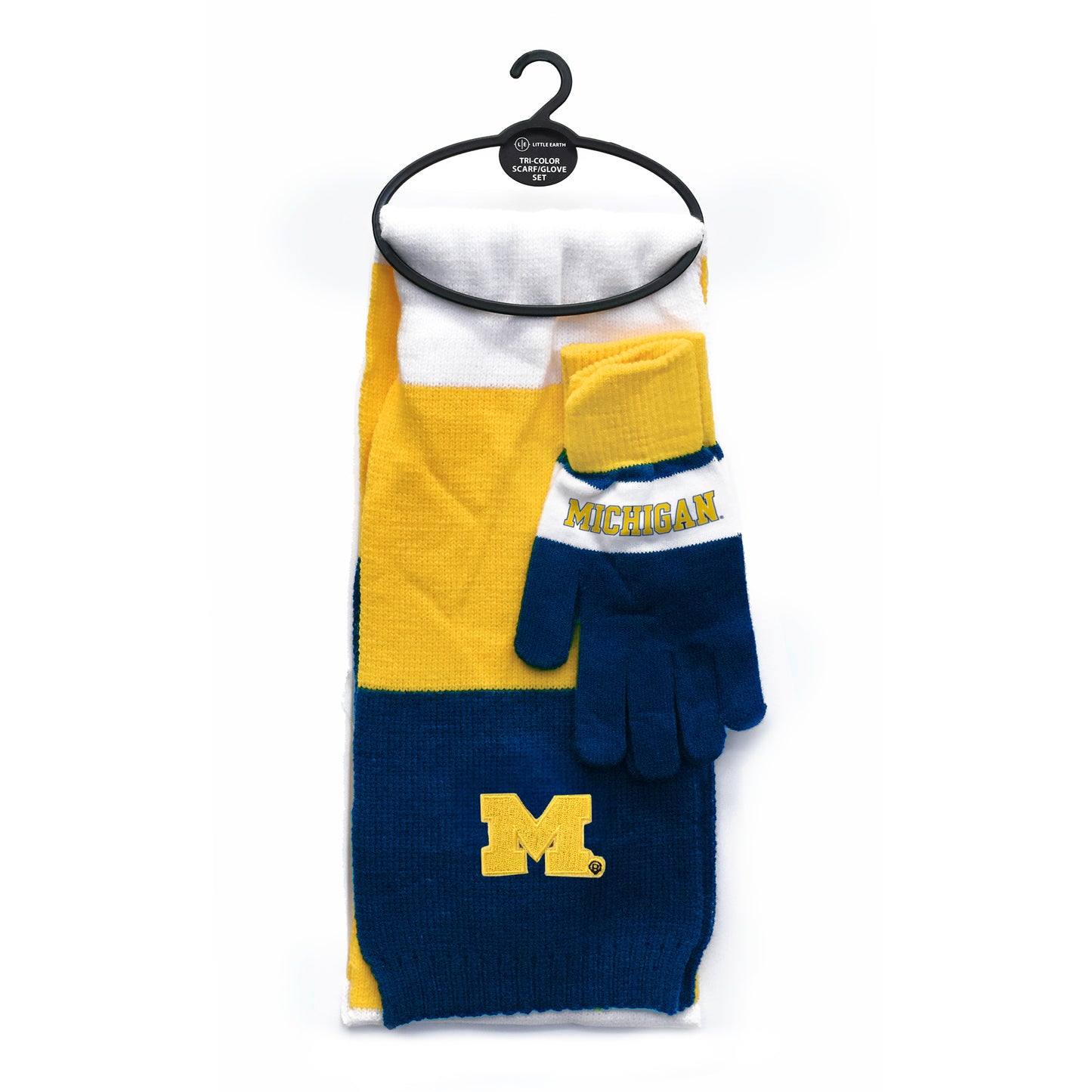 MICHIGAN WOLVERINES TRI-COLOR SCARF AND GLOVE SET