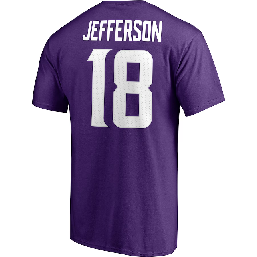 MINNESOTA VIKINGS JUSTIN JEFFERSON MEN'S PLAYER ICON NAME & NUMBER T-SHIRT