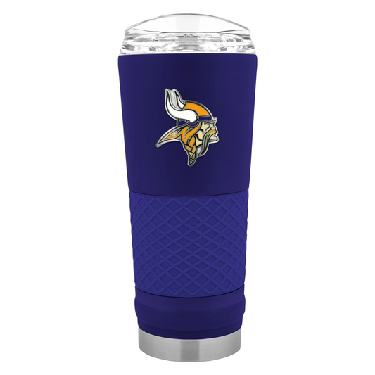 MINNESOTA VIKINGS METAL TEAM EMBLEM 24OZ DRAFT TUMBLER - PURPLE/PURPLE