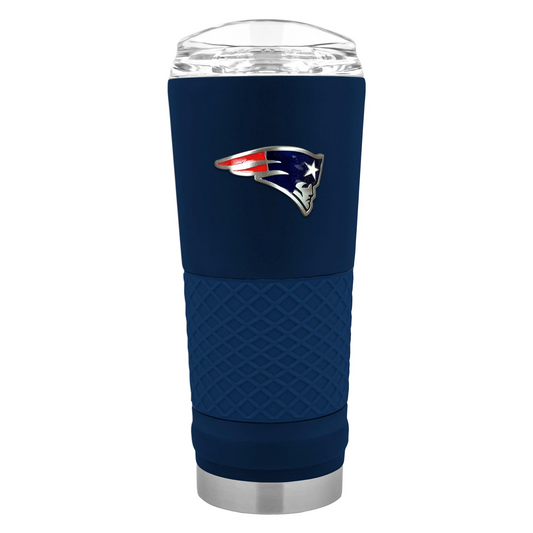 NEW ENGLAND PATRIOTS METAL TEAM EMBLEM 24OZ DRAFT TUMBLER - BLUE/BLUE