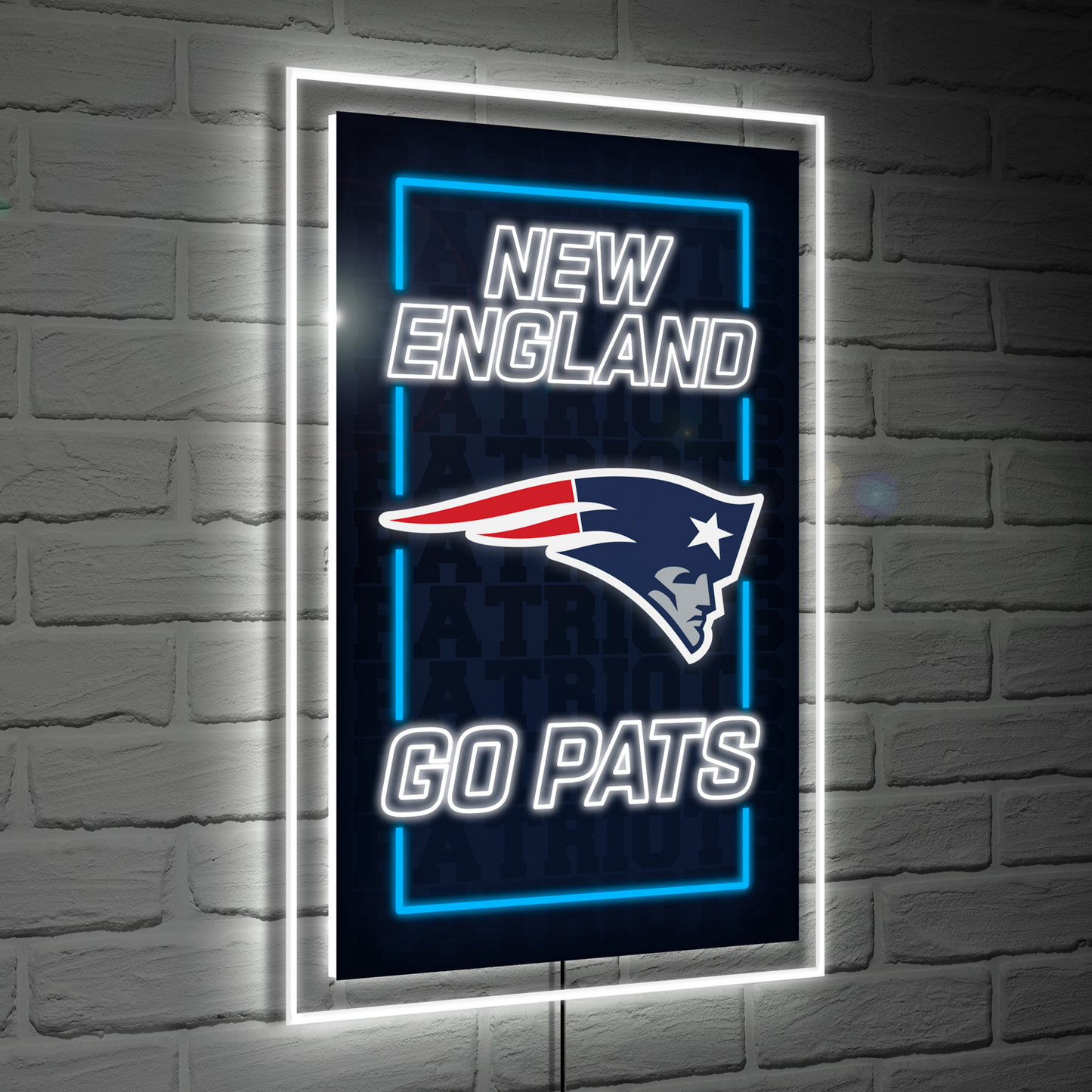 NEW ENGLAND PATRIOTS RECTANGLE NEOLITE LED WALL DECOR