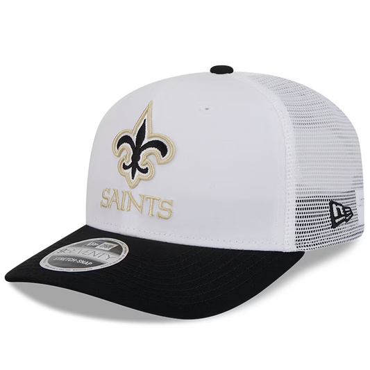 NEW ORLEANS SAINTS 2024 NFL TRAINING CAMP 9SEVENTY STRETCH SNAP TRUCKER HAT - WHITE