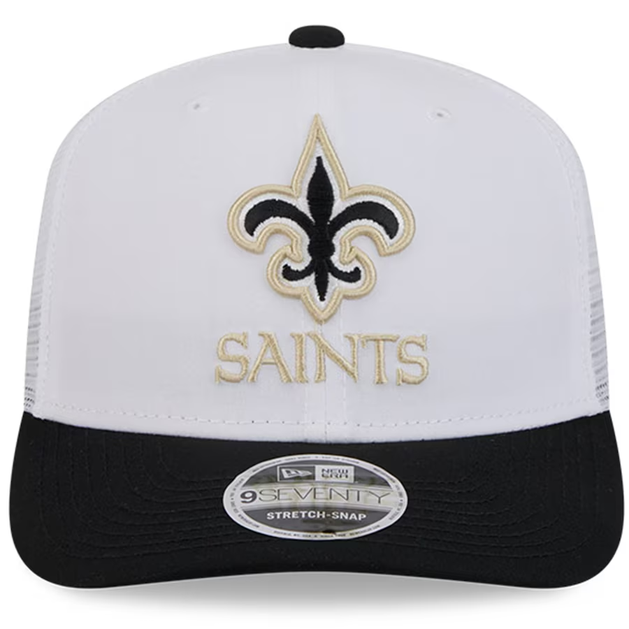 NEW ORLEANS SAINTS 2024 NFL TRAINING CAMP 9SEVENTY STRETCH SNAP TRUCKER HAT - WHITE