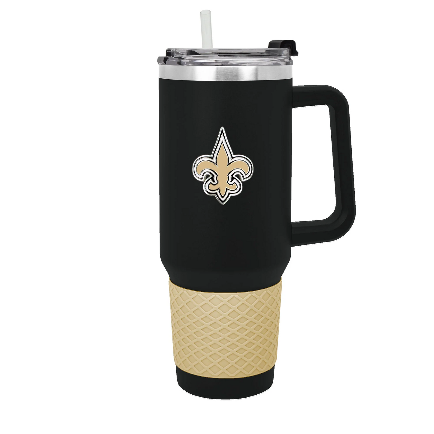 NEW ORLEANS SAINTS 40OZ. COLOSSUS TRAVEL MUG WITH METAL LOGO - BLACK