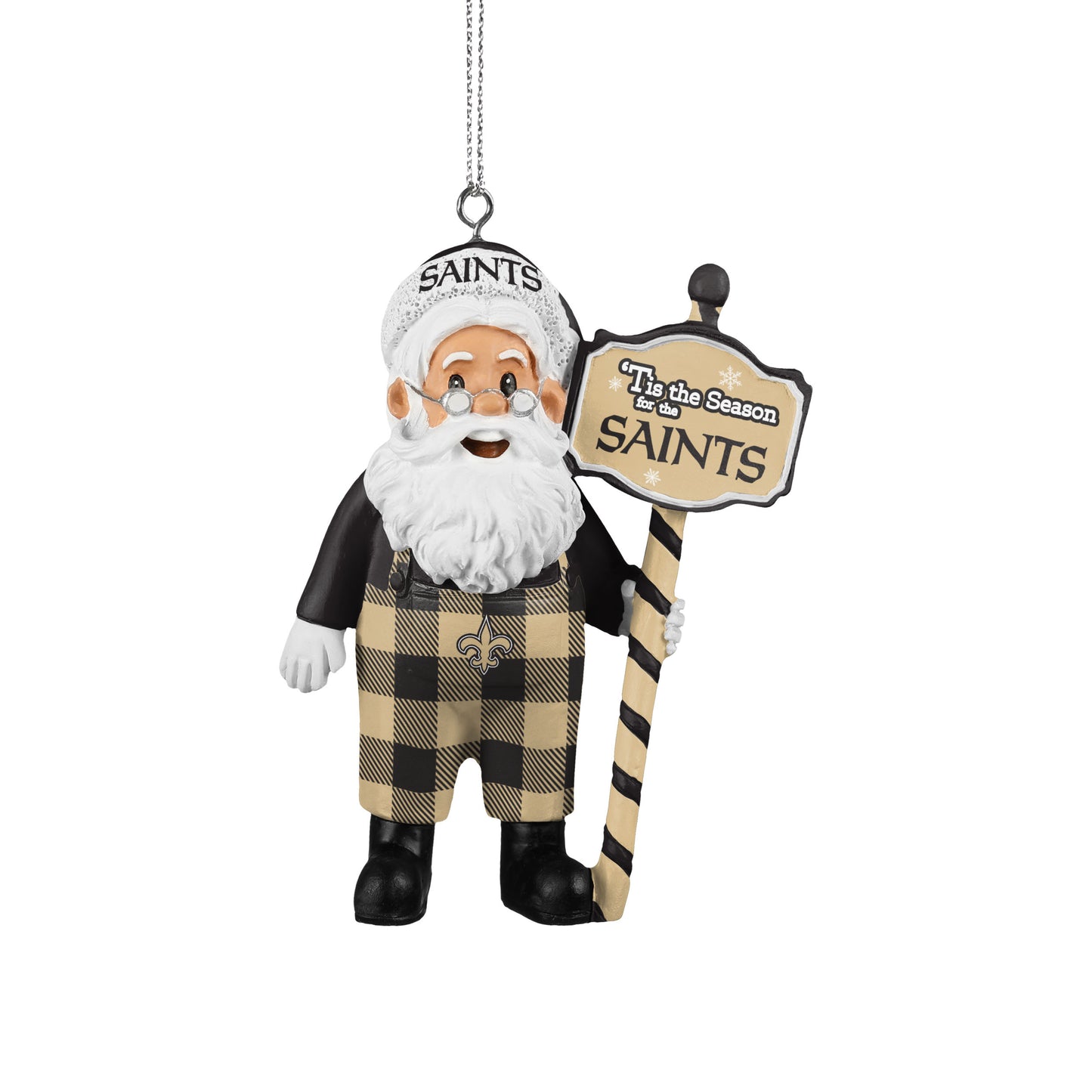 NEW ORLEANS SAINTS SANTA OVERALLS ORNAMENT