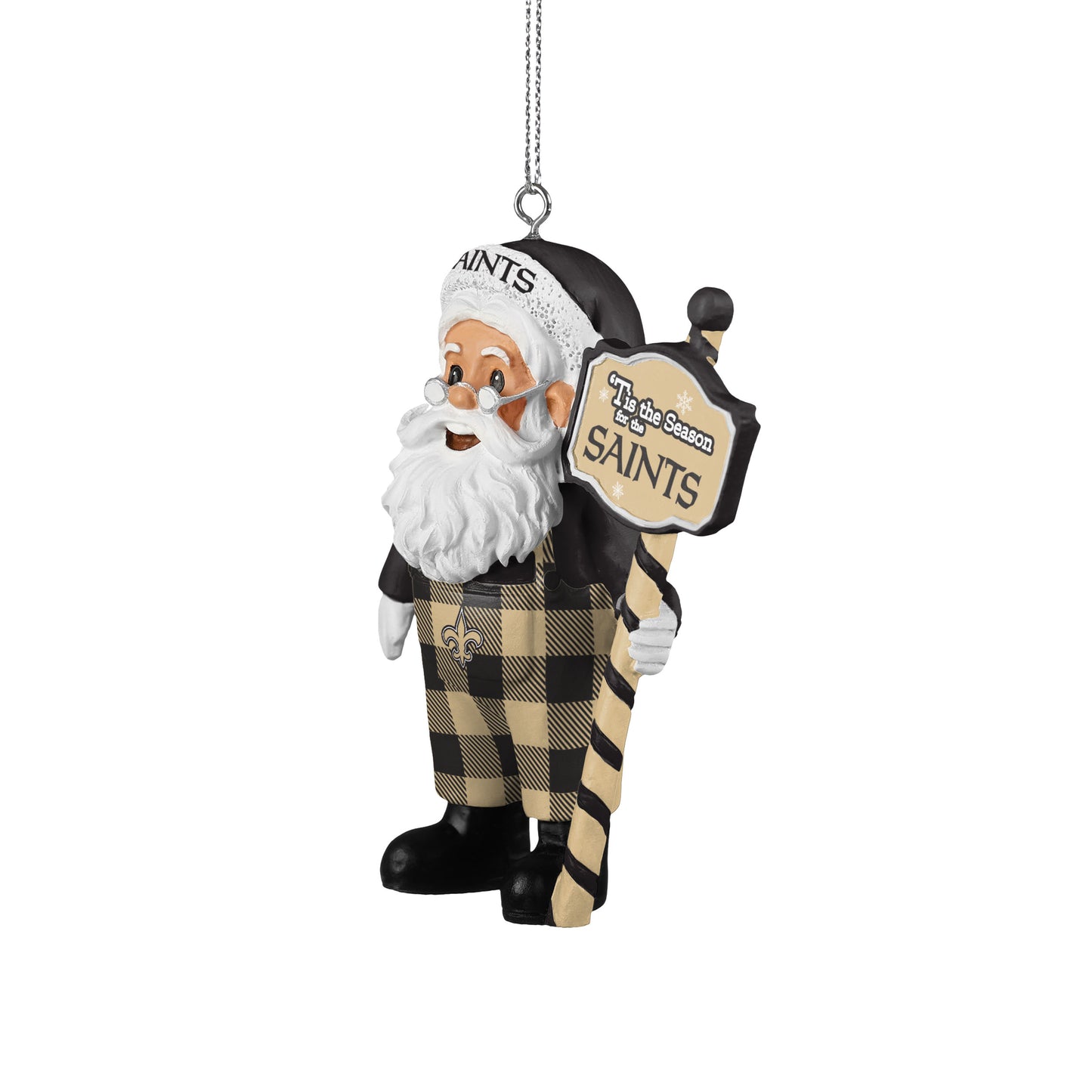 NEW ORLEANS SAINTS SANTA OVERALLS ORNAMENT