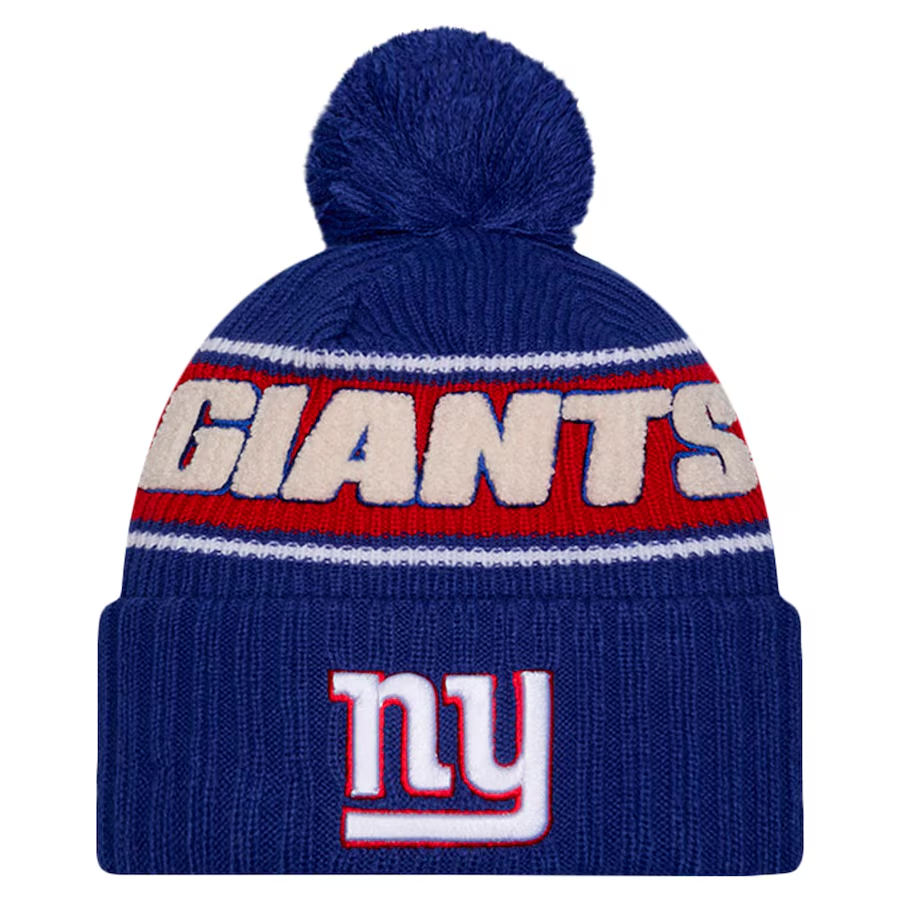 NEW YORK GIANTS 2024 NFL SIDELINE CUFFED KNIT BEANIE WITH POM - BLUE