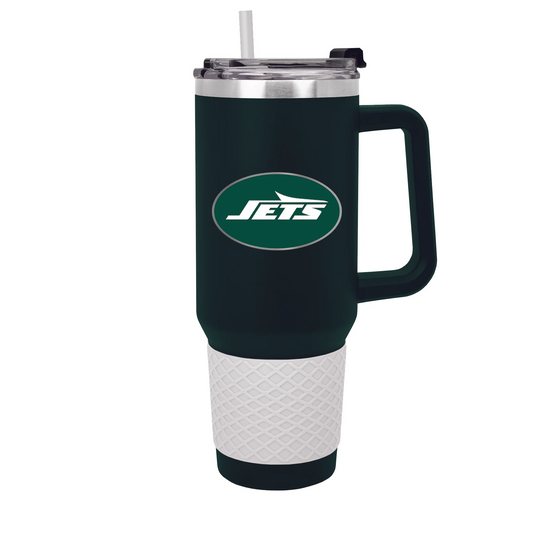 NEW YORK JETS 40OZ. COLOSSUS TRAVEL MUG WITH METAL LOGO - GREEN