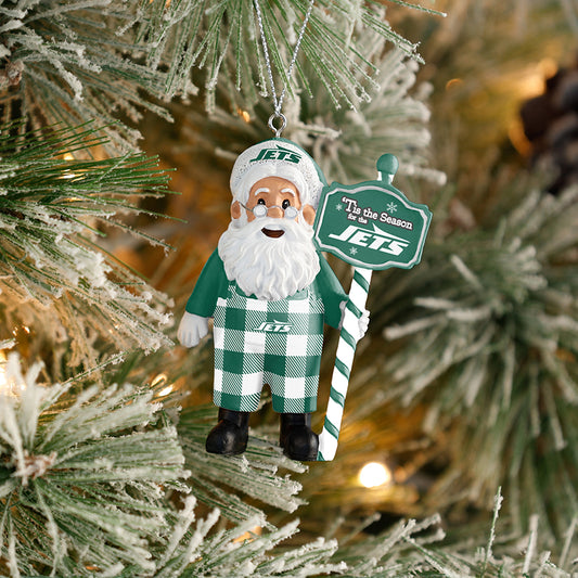 NEW YORK JETS SANTA OVERALLS ORNAMENT