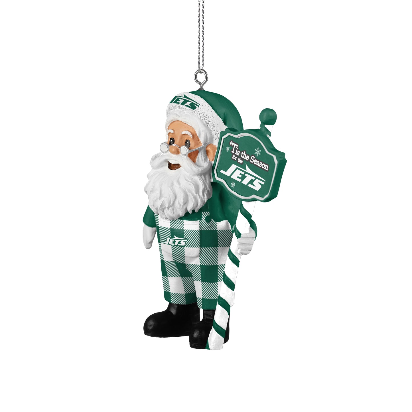 NEW YORK JETS SANTA OVERALLS ORNAMENT