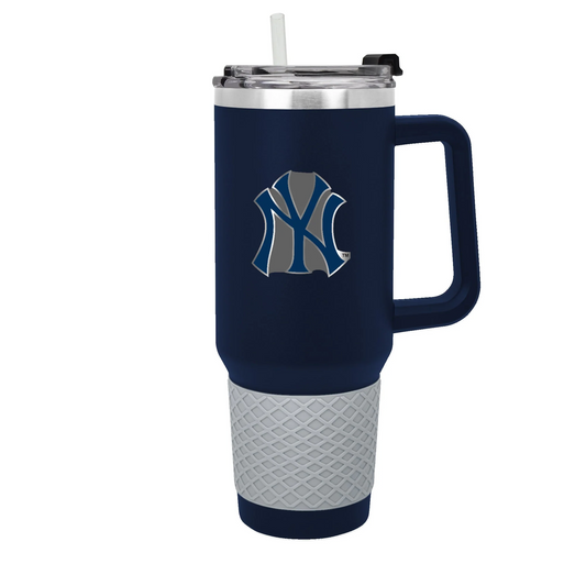 NEW YORK YANKEES 40OZ. COLOSSUS TRAVEL MUG WITH METAL LOGO - BLUE