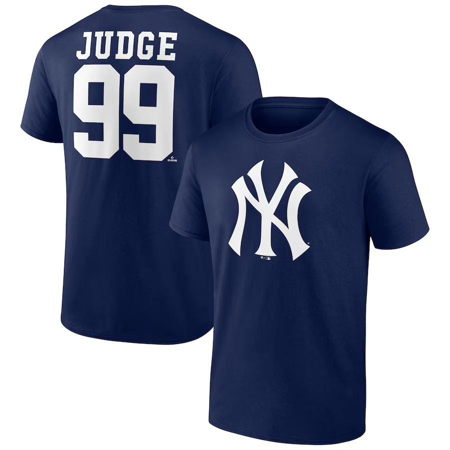 NEW YORK YANKEES AARON JUDGE MEN'S MEN'S PLAYER ICON NAME & NUMBER T-SHIRT