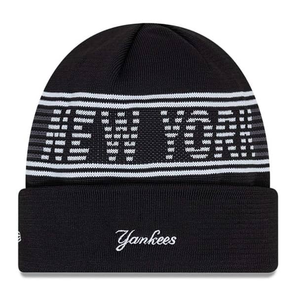 NEW YORK YANKEES CLUBHOUSE CUFFED SPORT KNIT - BLACK/WHITE